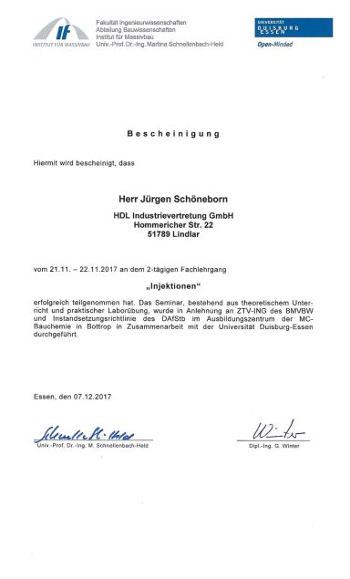 Zertifikat Jürgen Schöneborn