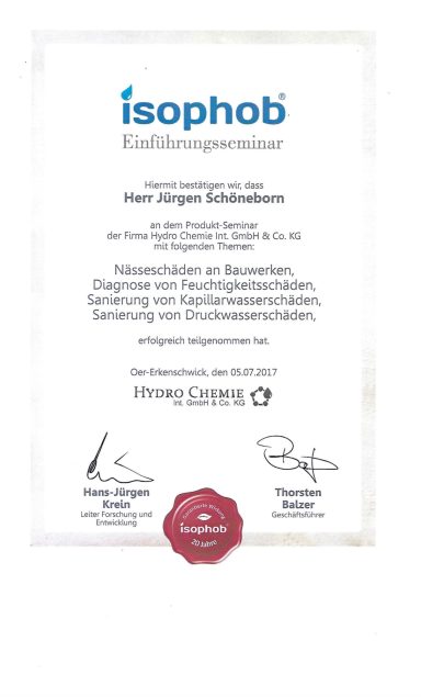Zertifikat Jürgen Schöneborn