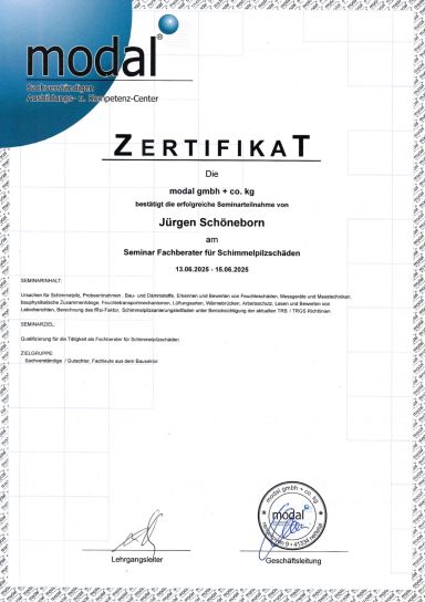 Zertifikat Jürgen Schöneborn